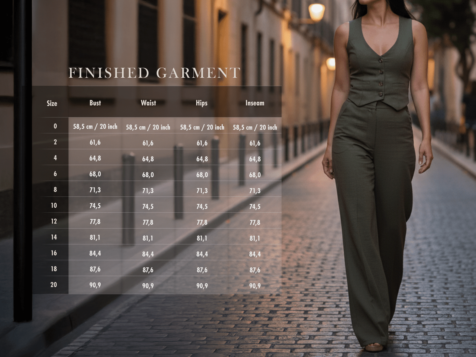 LUNARA PDF Sewing Pattern β Vest & High-Waist Trousers Set (Sizes 0β20, Layered) - Image 2