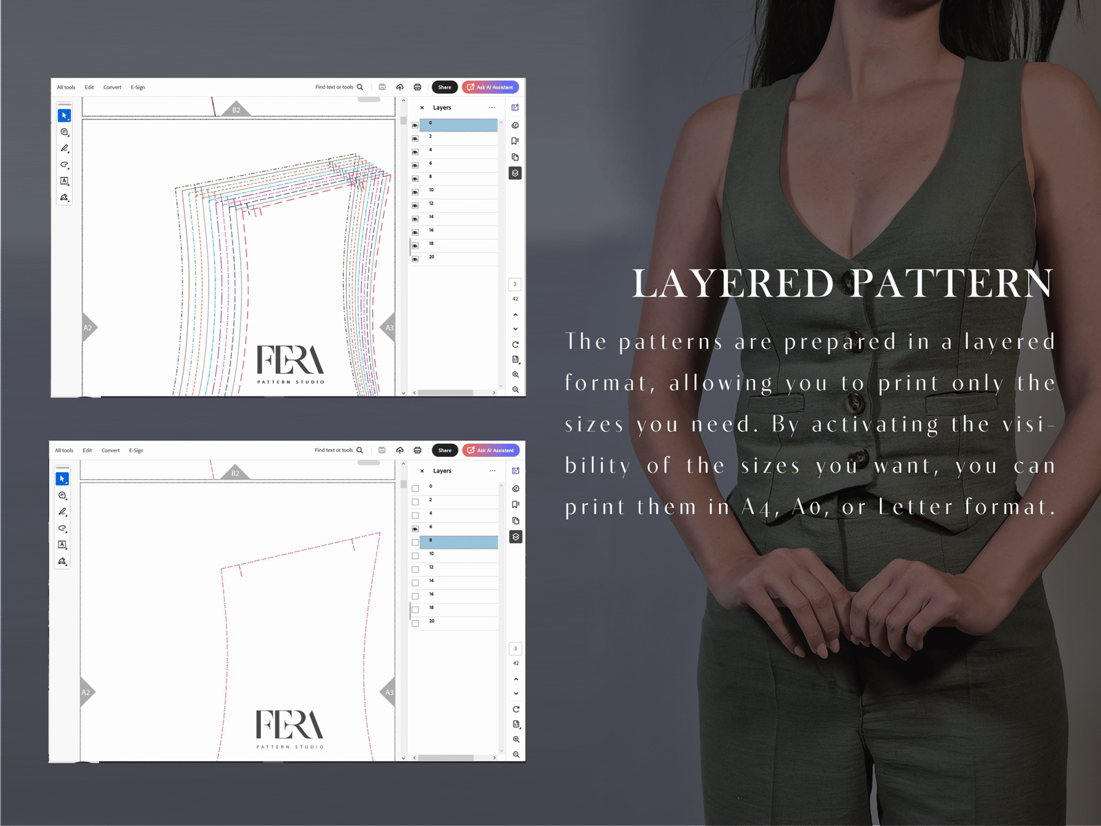 LUNARA PDF Sewing Pattern β Vest & High-Waist Trousers Set (Sizes 0β20, Layered) - Image 5