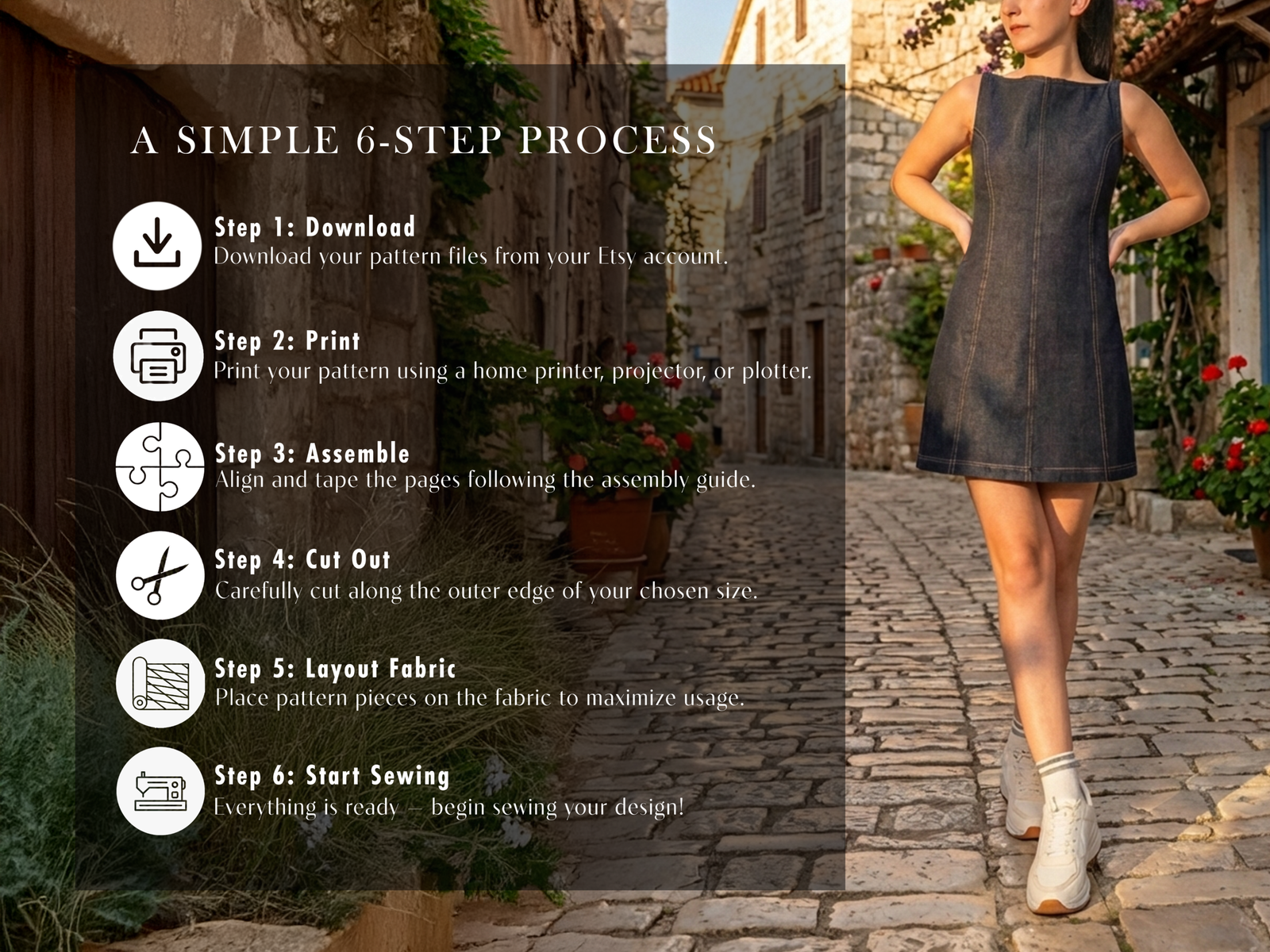 SORA Denim Dress | PDF Sewing Pattern A0 A4 Letter | Sizes 0–20 - Image 6