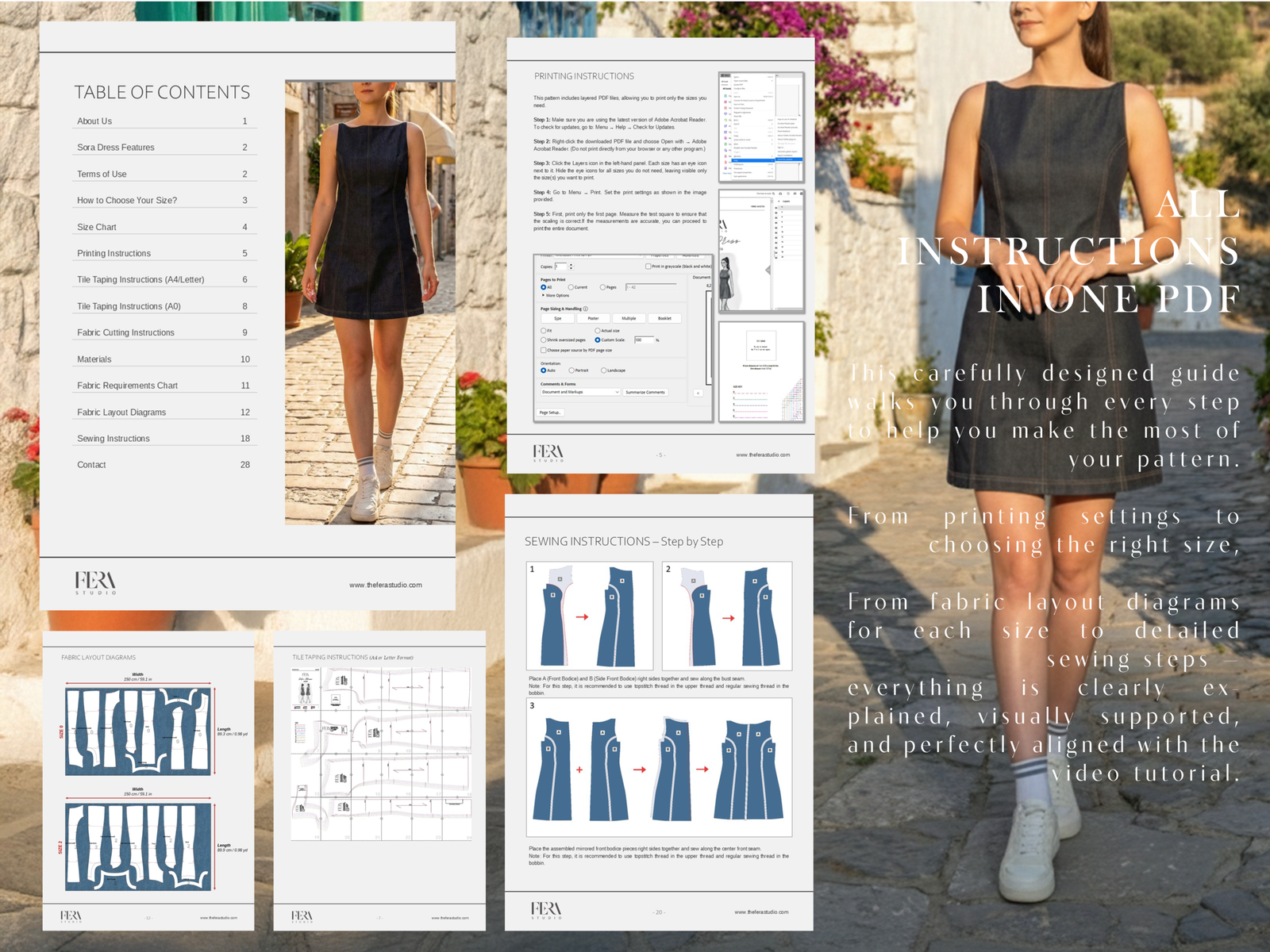 SORA Denim Dress | PDF Sewing Pattern A0 A4 Letter | Sizes 0–20 - Image 8
